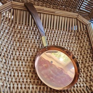 Vintage Mid Century Modern Copper Pan Rosewood Handle